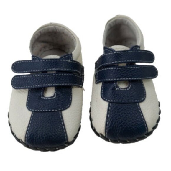Pediped Leather Infant boy 0-6 mo CRIB SHOES Navy White - Picture 1 of 7